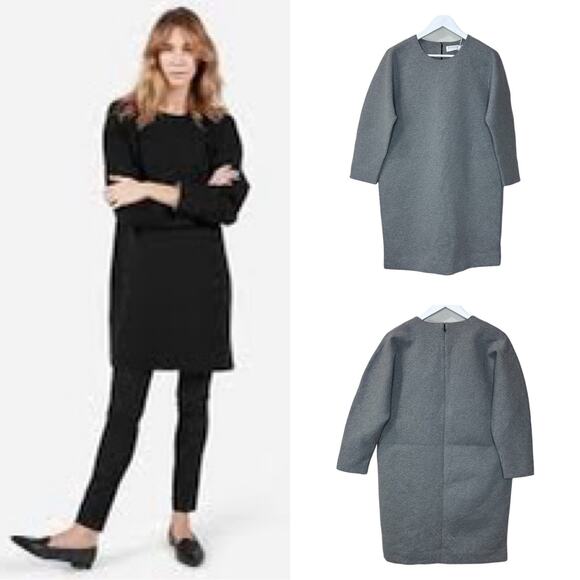 Everlane Scuba Heavyweight Round Neck Dress Gray Cotton Women's Medium NWT - Picture 1 of 10